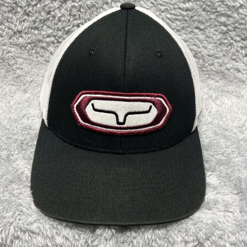 Kimes Ranch Cutter Trucker Cap Ventilated White Black Red Longhorn Snapback Hat
